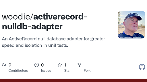 GitHub - woodie/activerecord-nulldb-adapter: An ActiveRecord null database adapter for greater speed and isolation in unit tests.