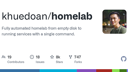 GitHub - khuedoan/homelab: Fully automated homelab from empty disk to running services with a single command.