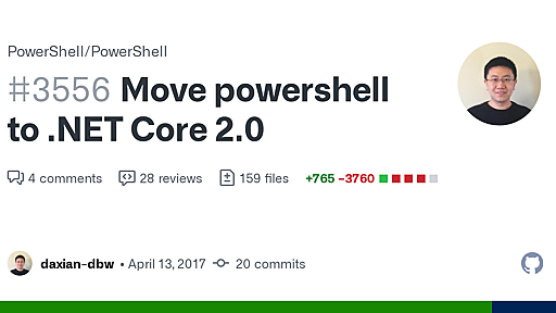 Move powershell to .NET Core 2.0 by daxian-dbw · Pull Request #3556 · PowerShell/PowerShell