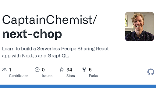 GitHub - CaptainChemist/next-chop: Learn to build a Serverless Recipe Sharing React app with Next.js and GraphQL.