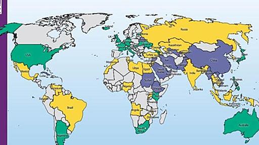 インターネットの自由度を表した世界地図、日本は｢自由な国｣にランク