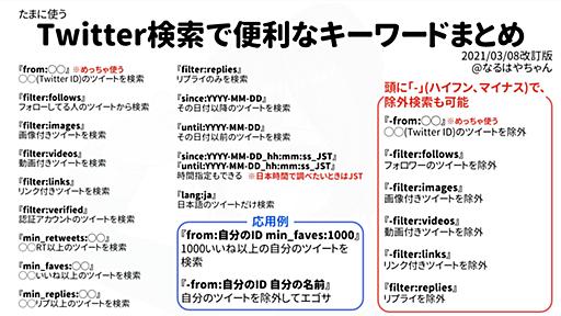 便利すぎて時間がとける検索コマンド　ツイッタラー向け完全保存版「Twitter検索で便利なキーワードまとめ」