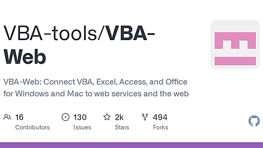 GitHub - VBA-tools/VBA-Web: VBA-Web: Connect VBA, Excel, Access, and Office for Windows and Mac to web services and the web