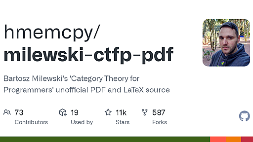 GitHub - hmemcpy/milewski-ctfp-pdf: Bartosz Milewski's 'Category Theory for Programmers' unofficial PDF and LaTeX source