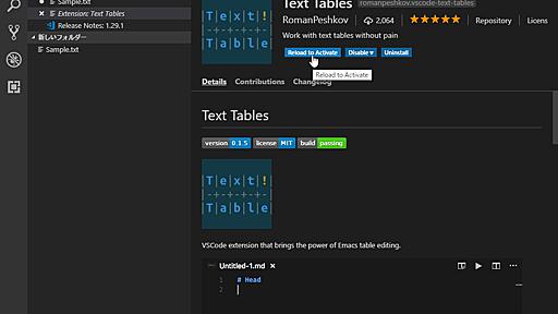 「Visual Studio Code」で“Markdown”テーブルを扱う際は必携「Text Tables」【レビュー】 - 窓の杜