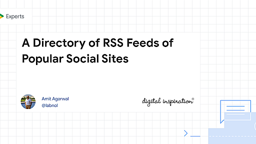 A Directory of RSS Feeds of Popular Social Sites - Digital Inspiration