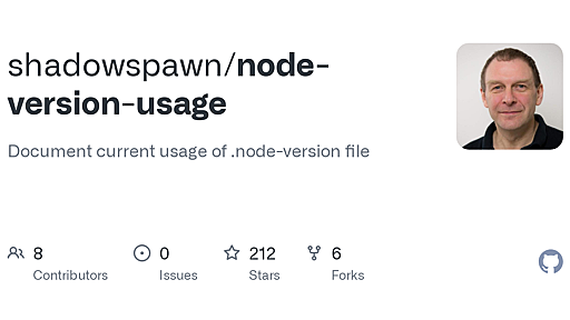 GitHub - shadowspawn/node-version-usage: Document current usage of .node-version file