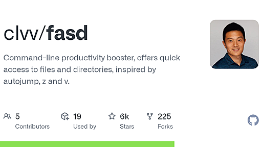GitHub - clvv/fasd: Command-line productivity booster, offers quick access to files and directories, inspired by autojump, z and v.