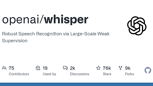 GitHub - openai/whisper: Robust Speech Recognition via Large-Scale Weak Supervision