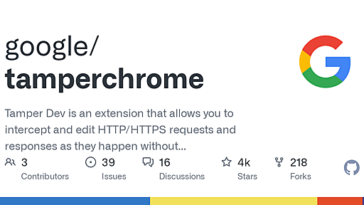 GitHub - google/tamperchrome: Tamper Dev is an extension that allows you to intercept and edit HTTP/HTTPS requests and responses as they happen without the need of a proxy. Works across all operating systems (including Chrome OS).