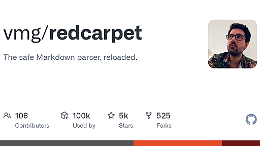 GitHub - vmg/redcarpet: The safe Markdown parser, reloaded.