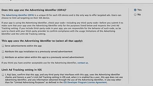 iOSアプリ申請時のIDFAの質問はこう答えるべし