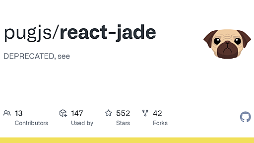 GitHub - pugjs/react-jade: DEPRECATED, see
