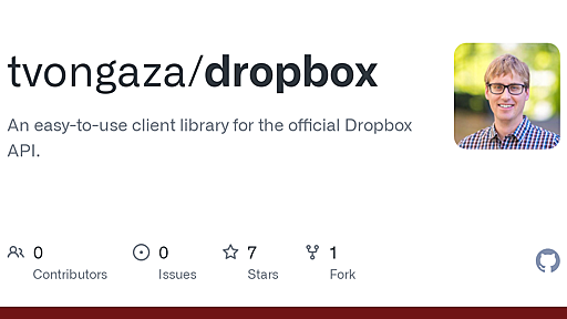 GitHub - tvongaza/dropbox: An easy-to-use client library for the official Dropbox API.