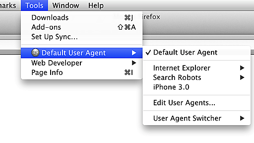 User Agent Switcher Extension