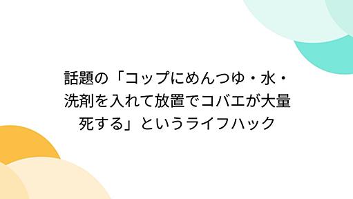 話題の「コップにめんつゆ・水・洗剤を入れて放置でコバエが大量死する」というライフハック