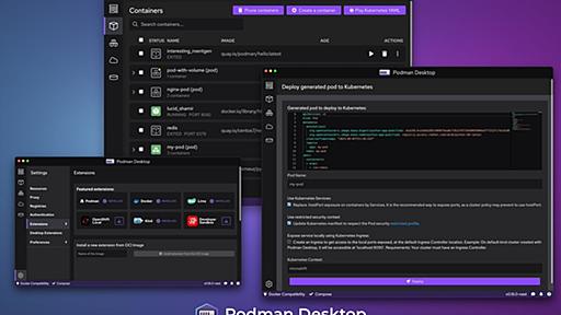 ローカルマシンにコンテナとKubernetes環境などを構築する「Podman Desktop 1.5」リリース。導入設定が容易に、コマンドパレットも使いやすく