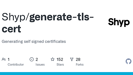 GitHub - Shyp/generate-tls-cert: Generating self signed certificates