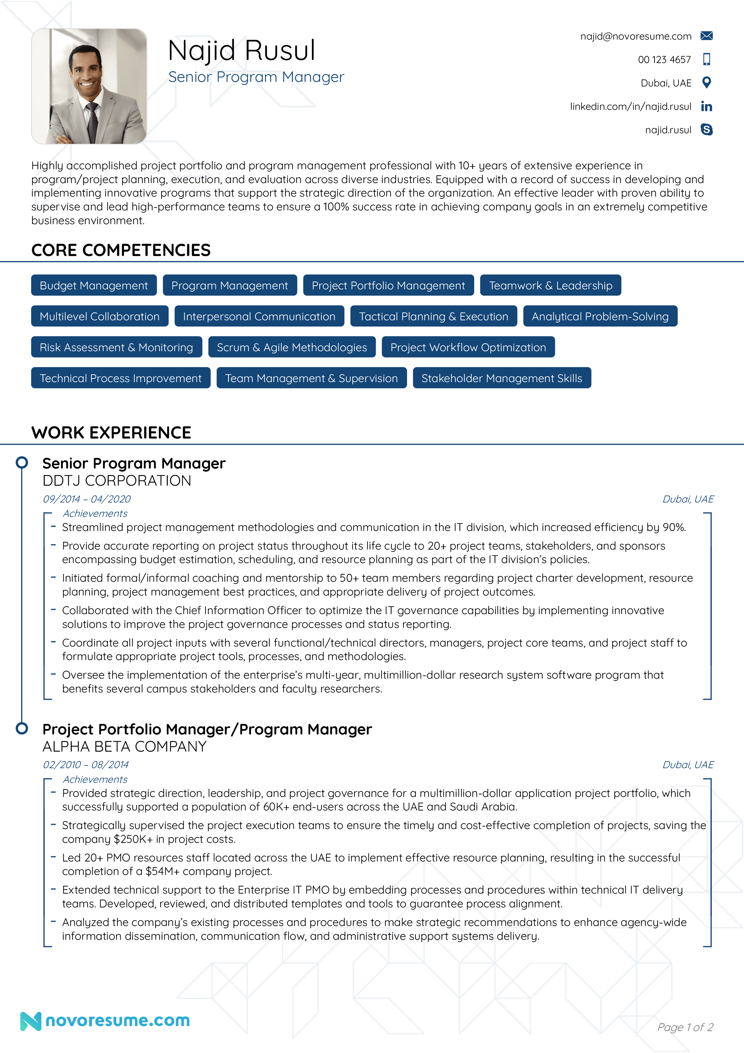 Project manager sample resume - gastagile