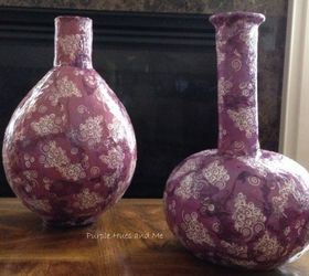 decoupage napkins on paper mache vases, crafts, decoupage