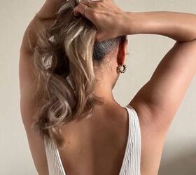 how to get the perfect messy bun, Creating high bun