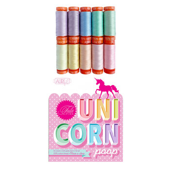 Aurifil 10pc Thread Set - Unicorn Poop by Tula Pink, Image