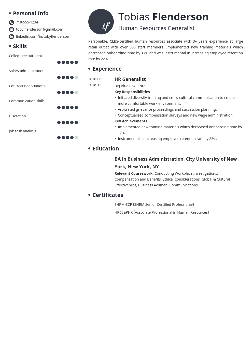 human resources template initials