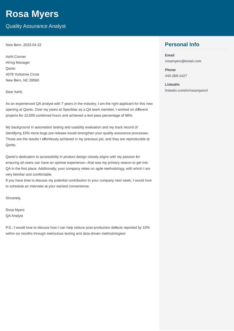 Quality Assurance Cover Letter: Examples & Template