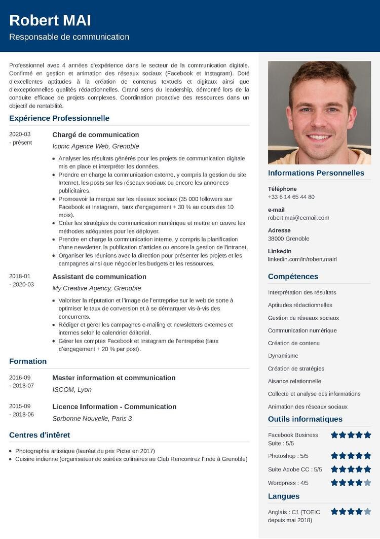 Exemple de CV communication original (chargé ou responsable)