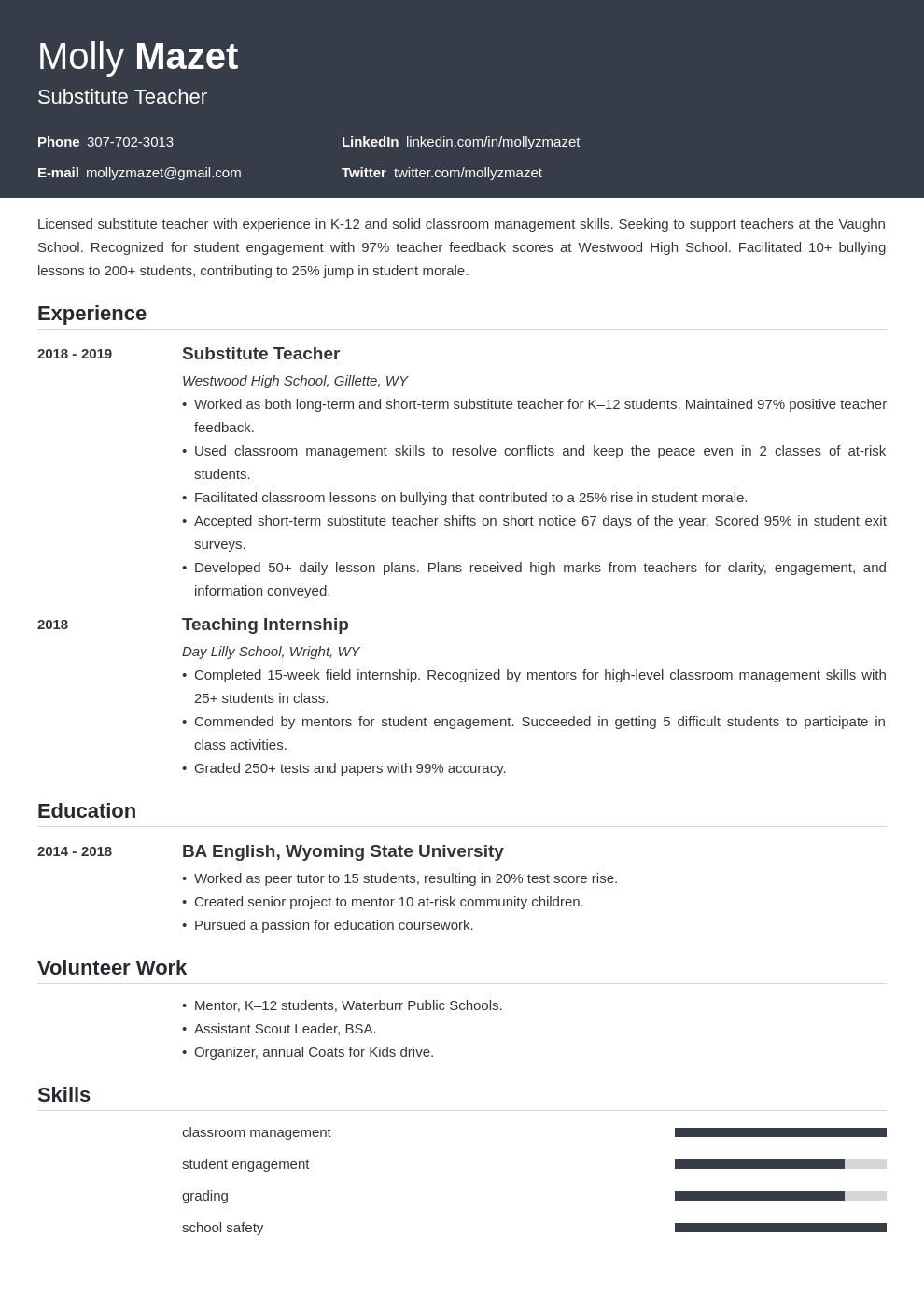 substitute teacher template influx