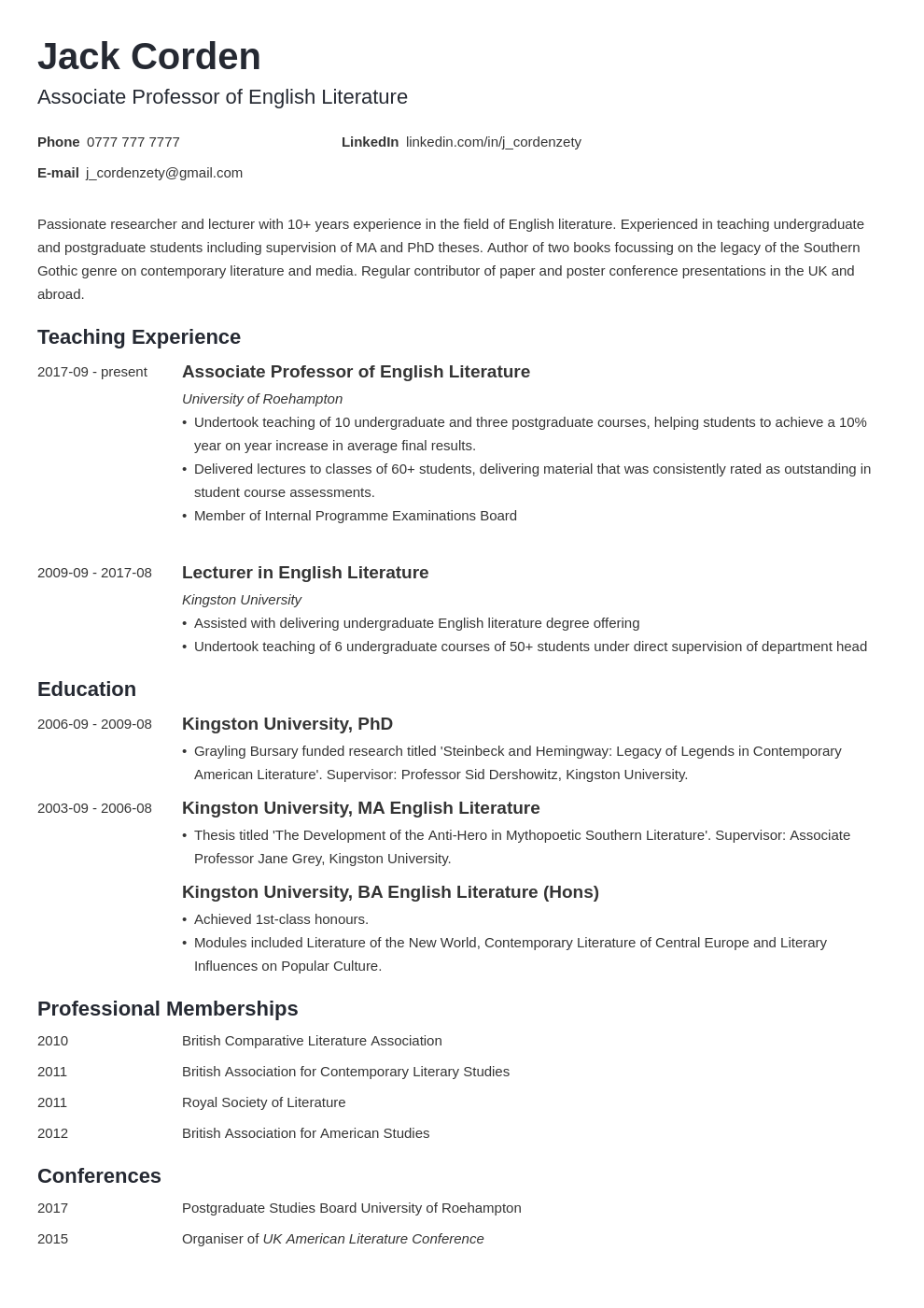 Personal Cv Examples : 7 Best Cv Templates Wow Recruiters And Land ...