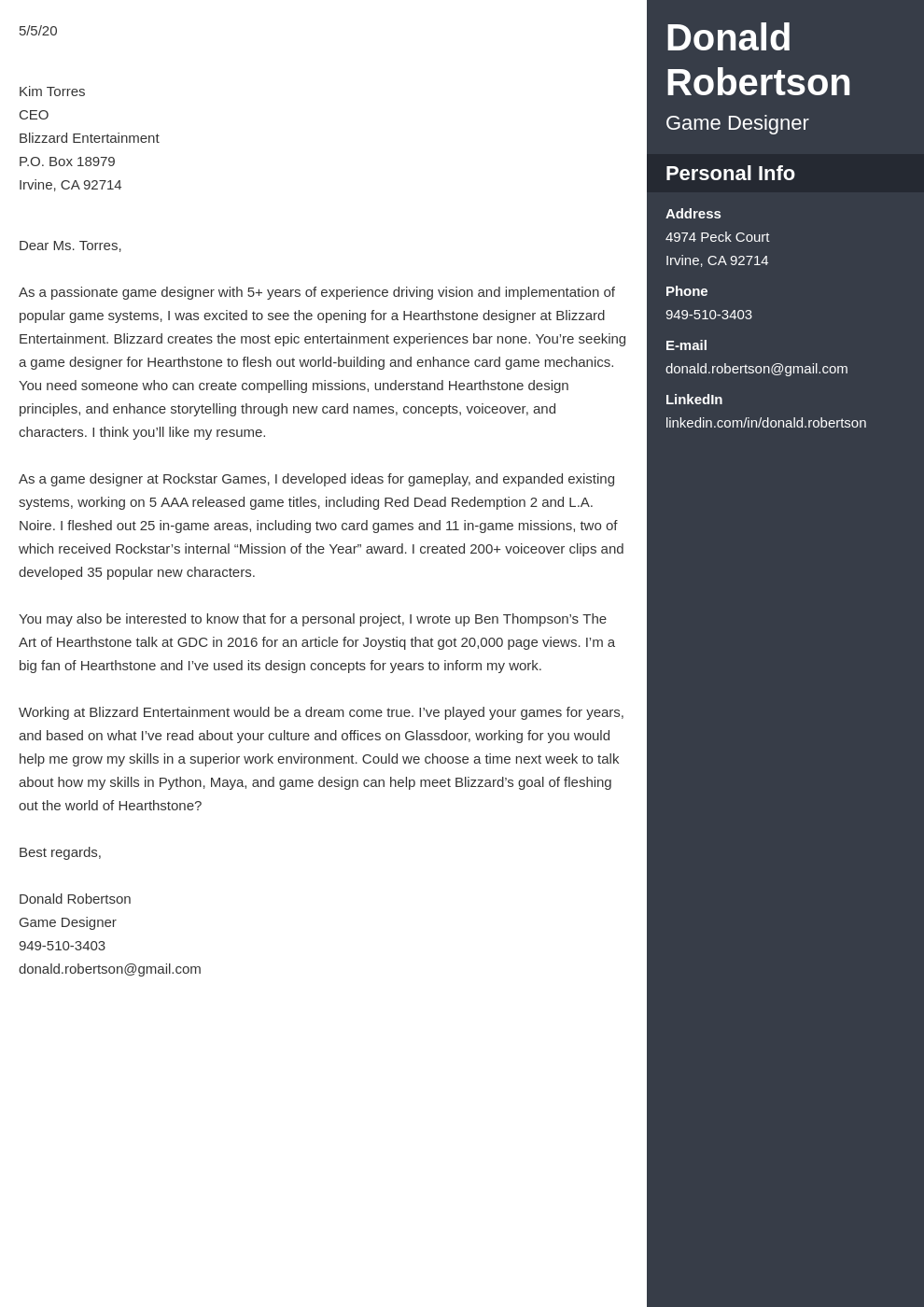 Blizzard Cover Letter Examples Writing Guide