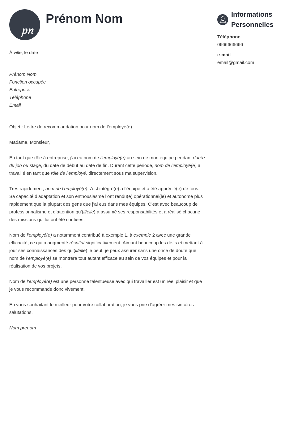 exemple de lettre de recommandation d'un prof pour un étudiant