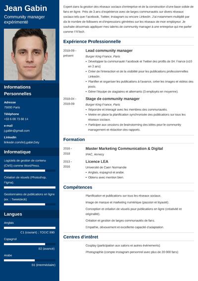 CV français : exemple pour travailler/étudier en France