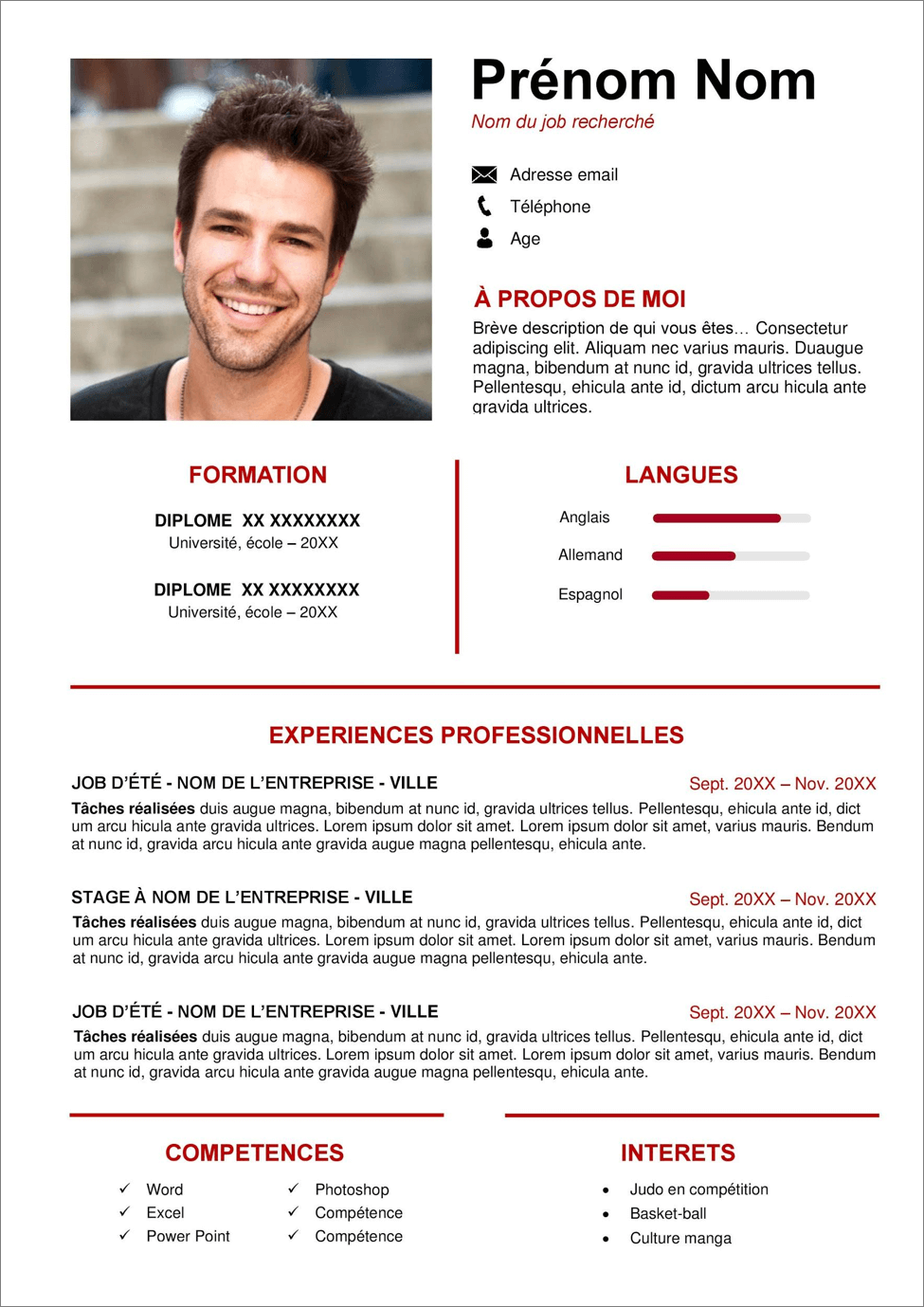 Exemple De Cv Word A Telecharger Curriculum Vitae Template Images