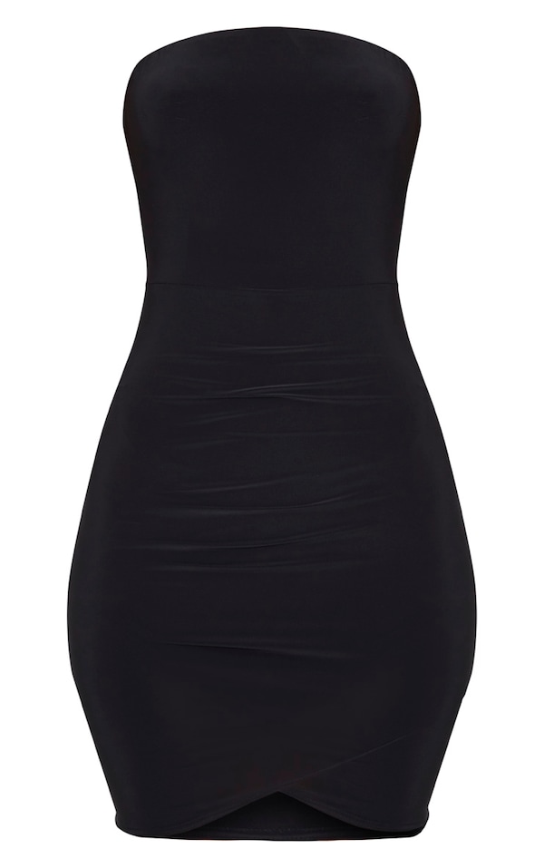 Black Bandeau Wrap Bodycon Dress image 3