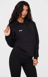 PRETTYLITTLETHING Logo Black Badge Detail Oversized Fit Hoodie