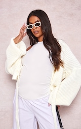 Maternity White Rib Racer Neck Vest