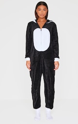 Black Fleece Panda Applique Hooded Onesie