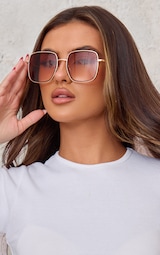 Rose Gold Frame Oversized Square Sunglasses