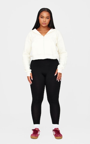 Basic Plus Black High Waisted Jersey Leggings