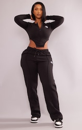 PRETTYLITTLETHING Shape Black Zip Pocket Wide Leg Sweatpants