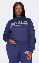 Plus Navy Sports Classic Embroidered Sweatshirt