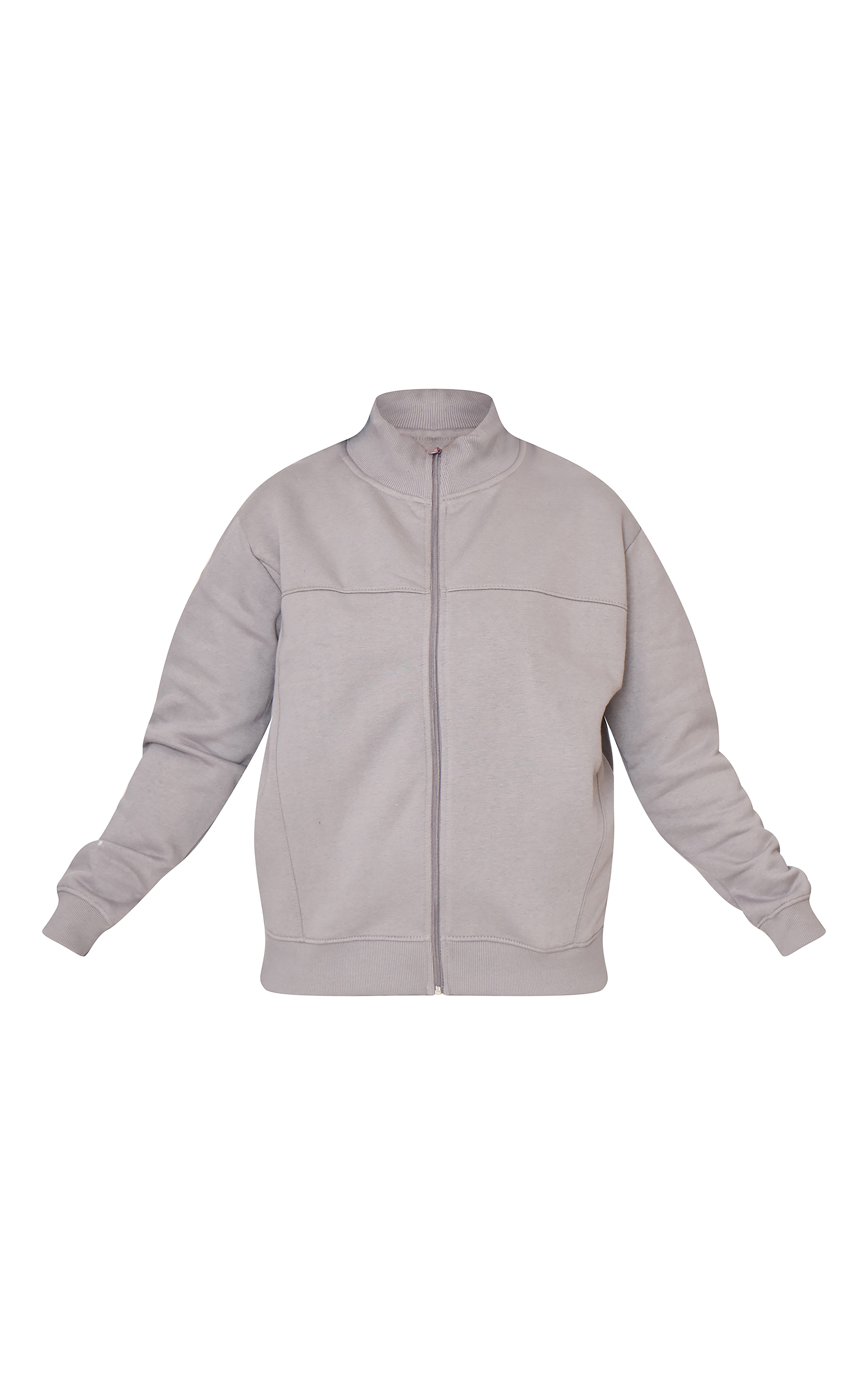 Plus Charcoal Seam Detail Zip Through Oversized Track Top image 5