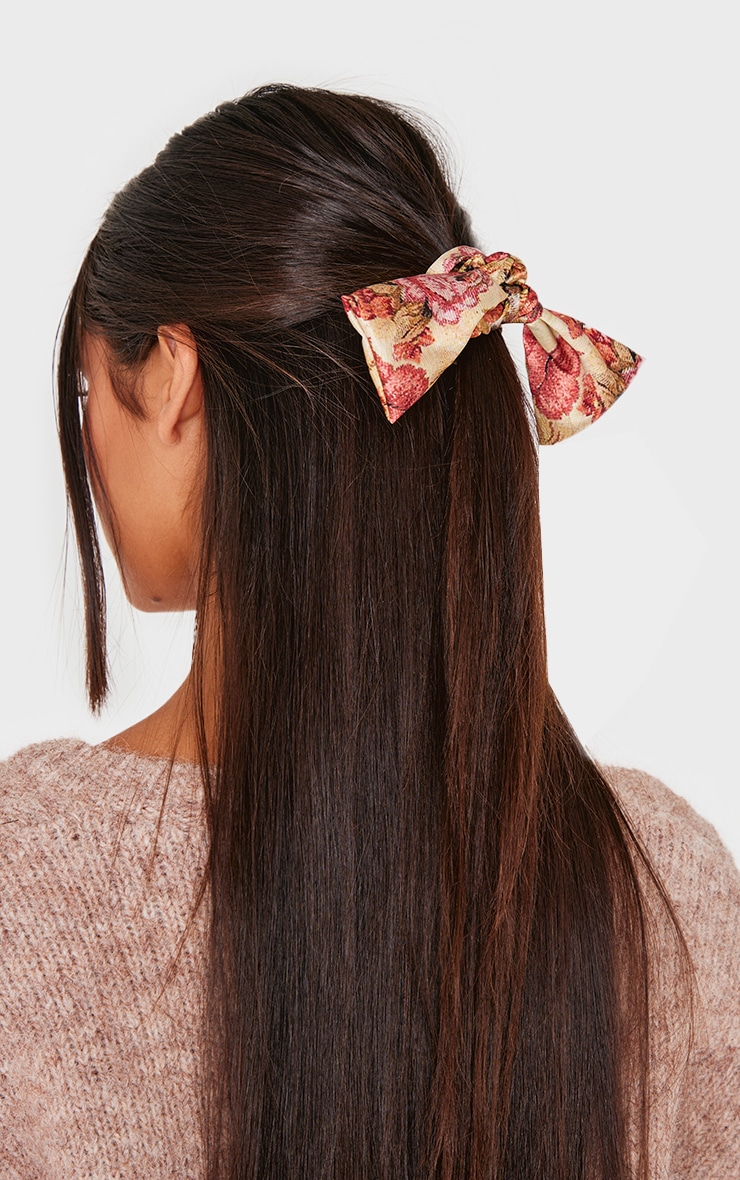 Multi Floral Print Bow 2 Pack Scrunchies