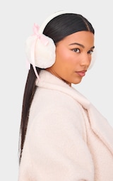 Cream Faux Fur Bow Detail Ear Muffs