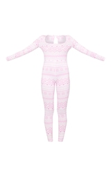 Pink Fairisle Print Long Sleeve Pajama Onesie