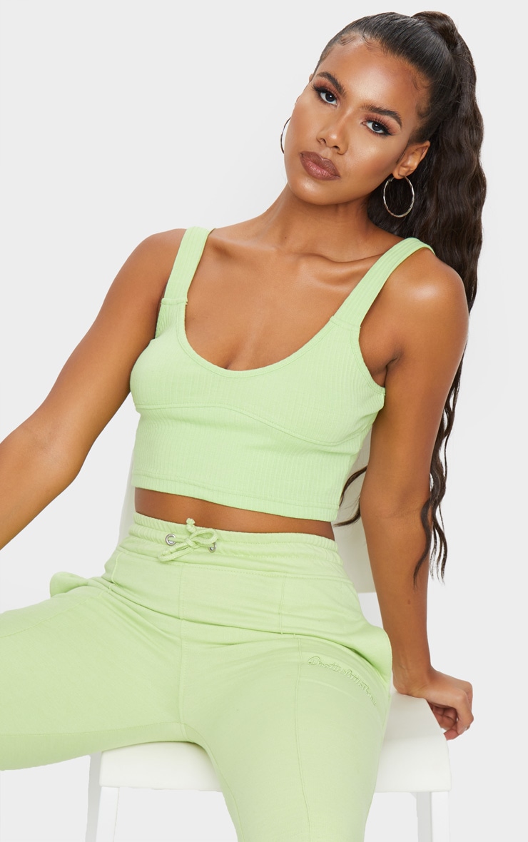 Basic Lime Green  Rib Crop Top image 1