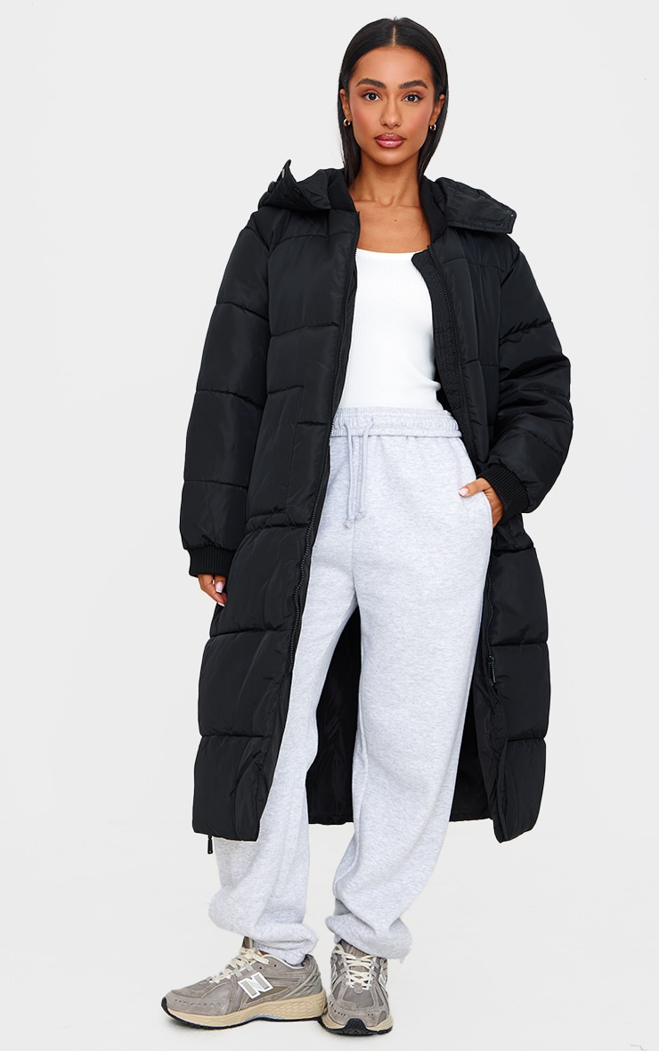 Petite Black Longline Puffer Coat