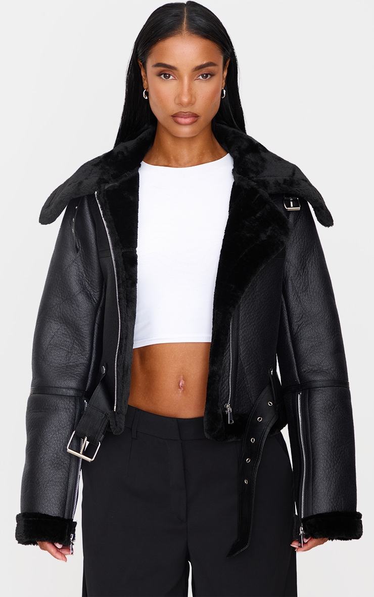 Black Multi Zip Cropped Aviator